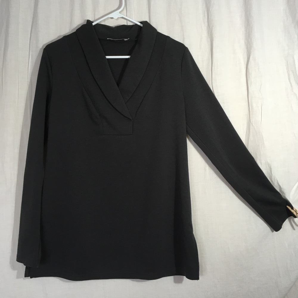 BaiShengGt Dark Grey Cowl Neck Long Sleeve Tunic